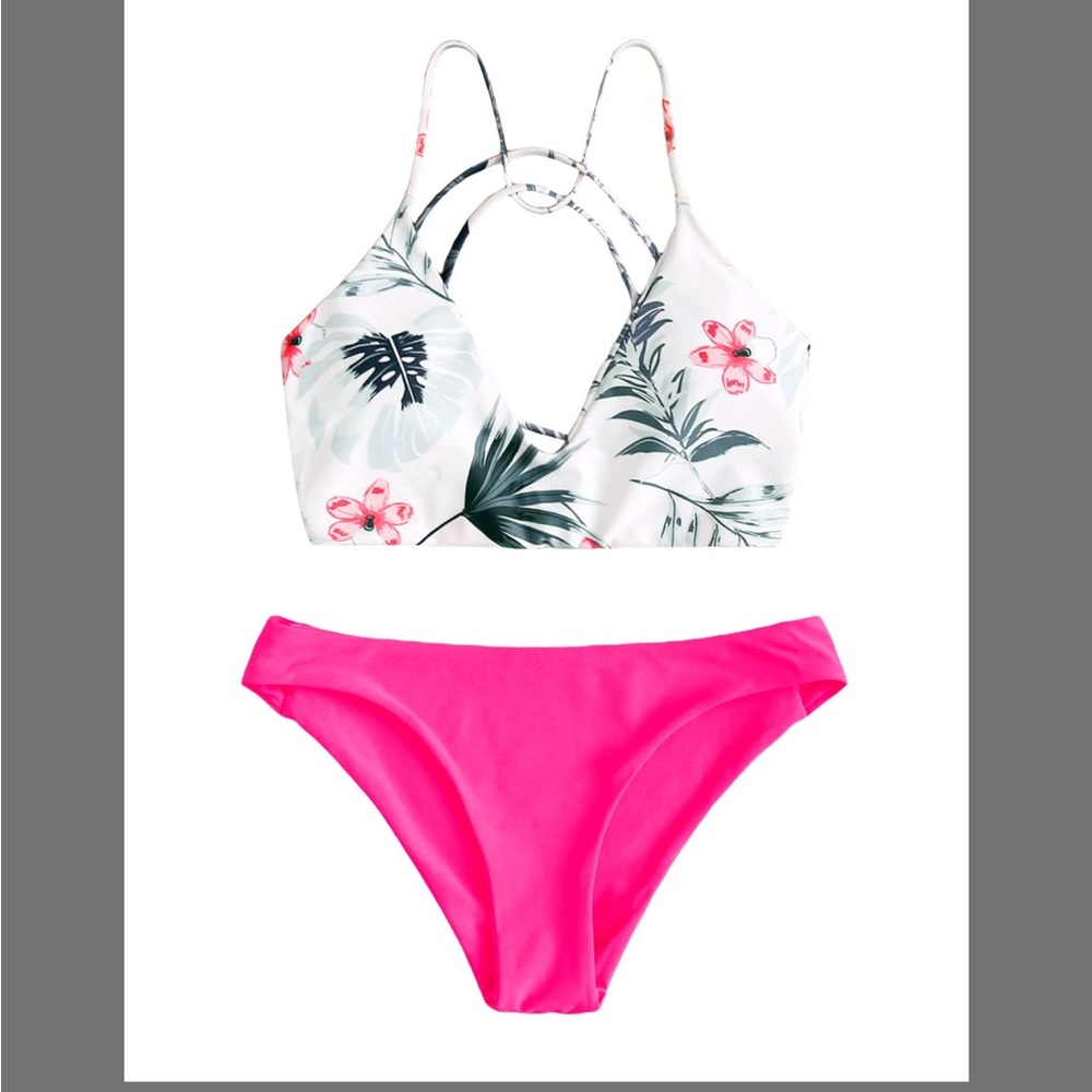 SweatyRocks Women's Sexy Bathing Suit Floral Print Cross Back Bikini